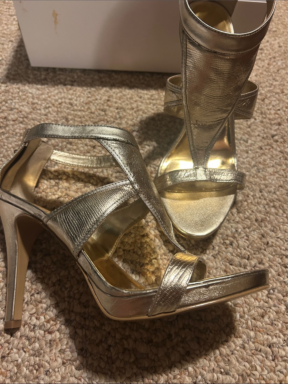 Nine West Gold Strappy High Heel Sandals